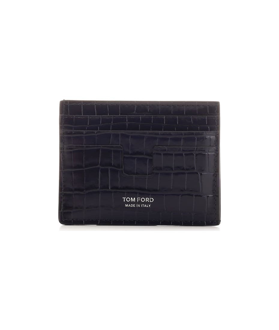 Tom Ford Crocodile-Embossed Patent Leather Wallet - Blue