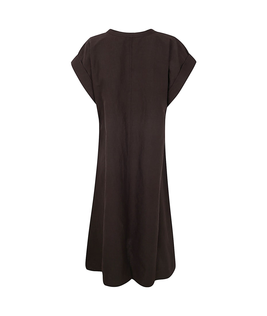 Sofie d'Hoore Long Dress With Pockets And Short Sleeves - Cacao