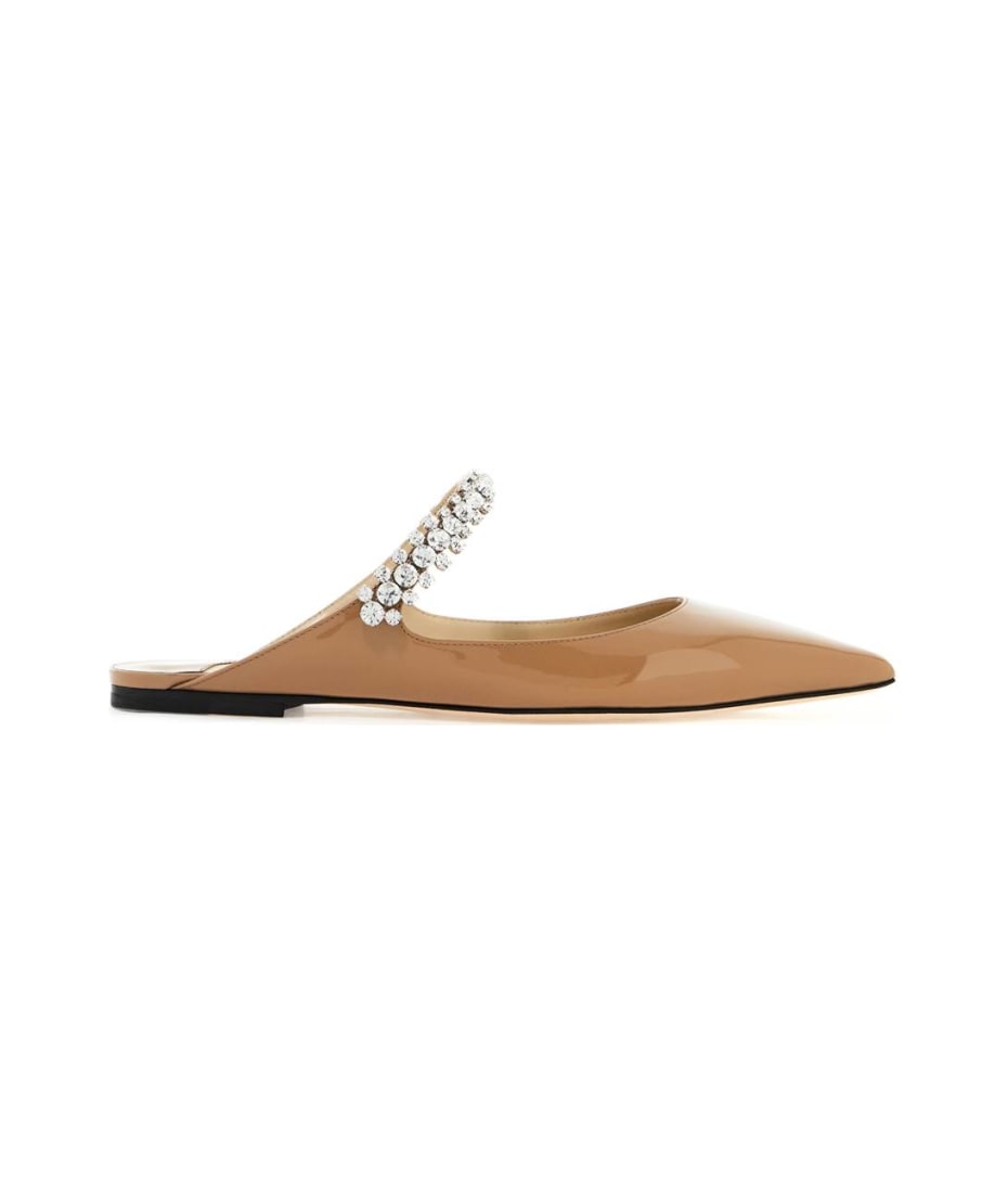 Bing Flat | Black Patent Leather Mules with Crystal Strap
