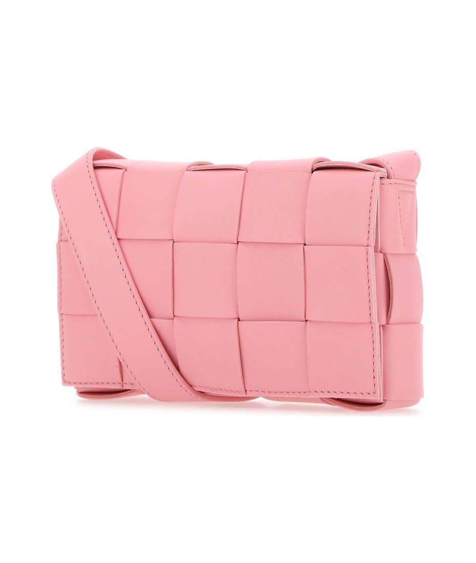 Cassette leather crossbody bag Bottega Veneta Pink in Leather