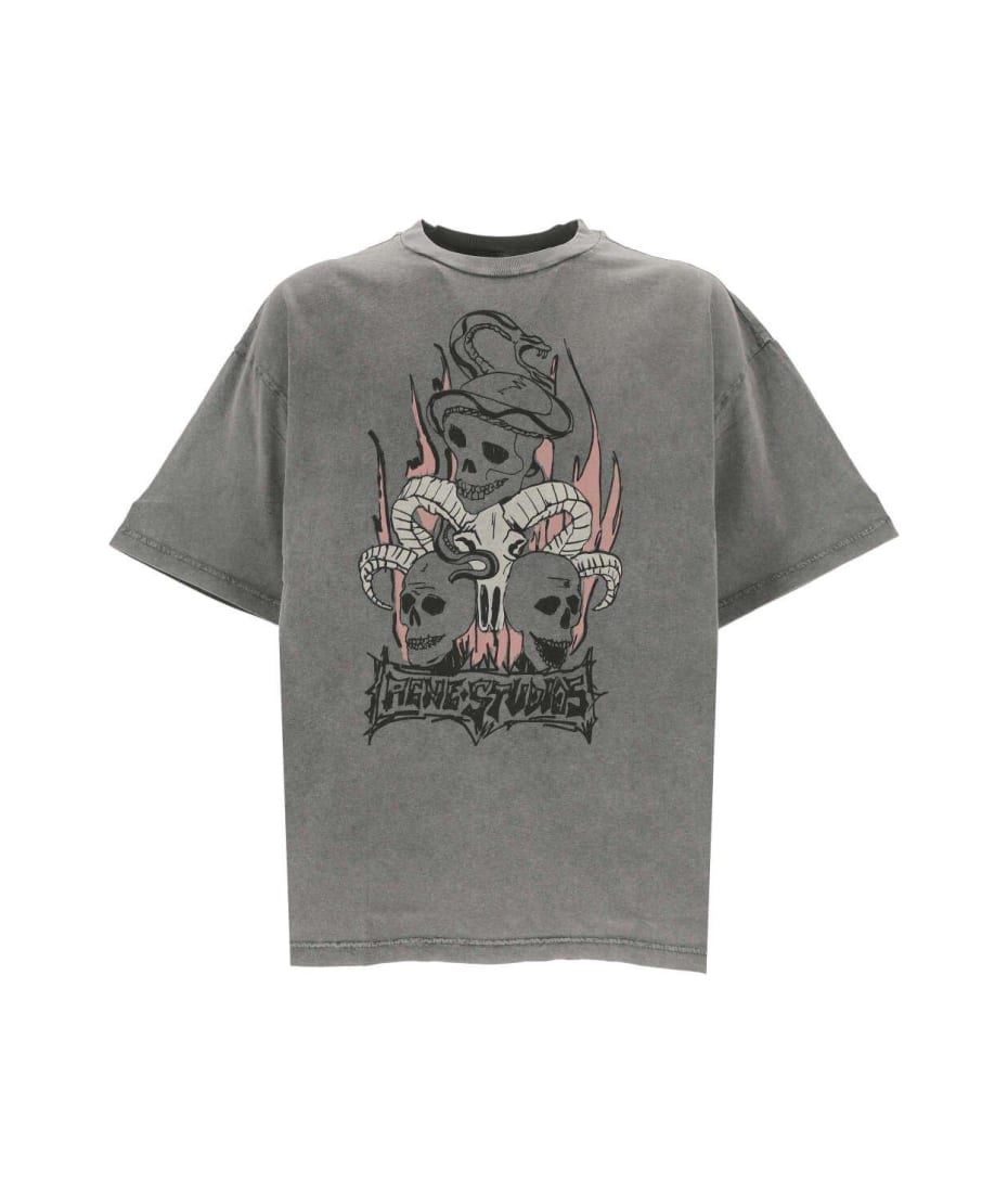 【カッコよく♪】Acne Studios Skull Printed Crewneck T-shirt Acne Studios Skull T-Shirt Faded Black FN-UX-TSHI000070 – NOMAD