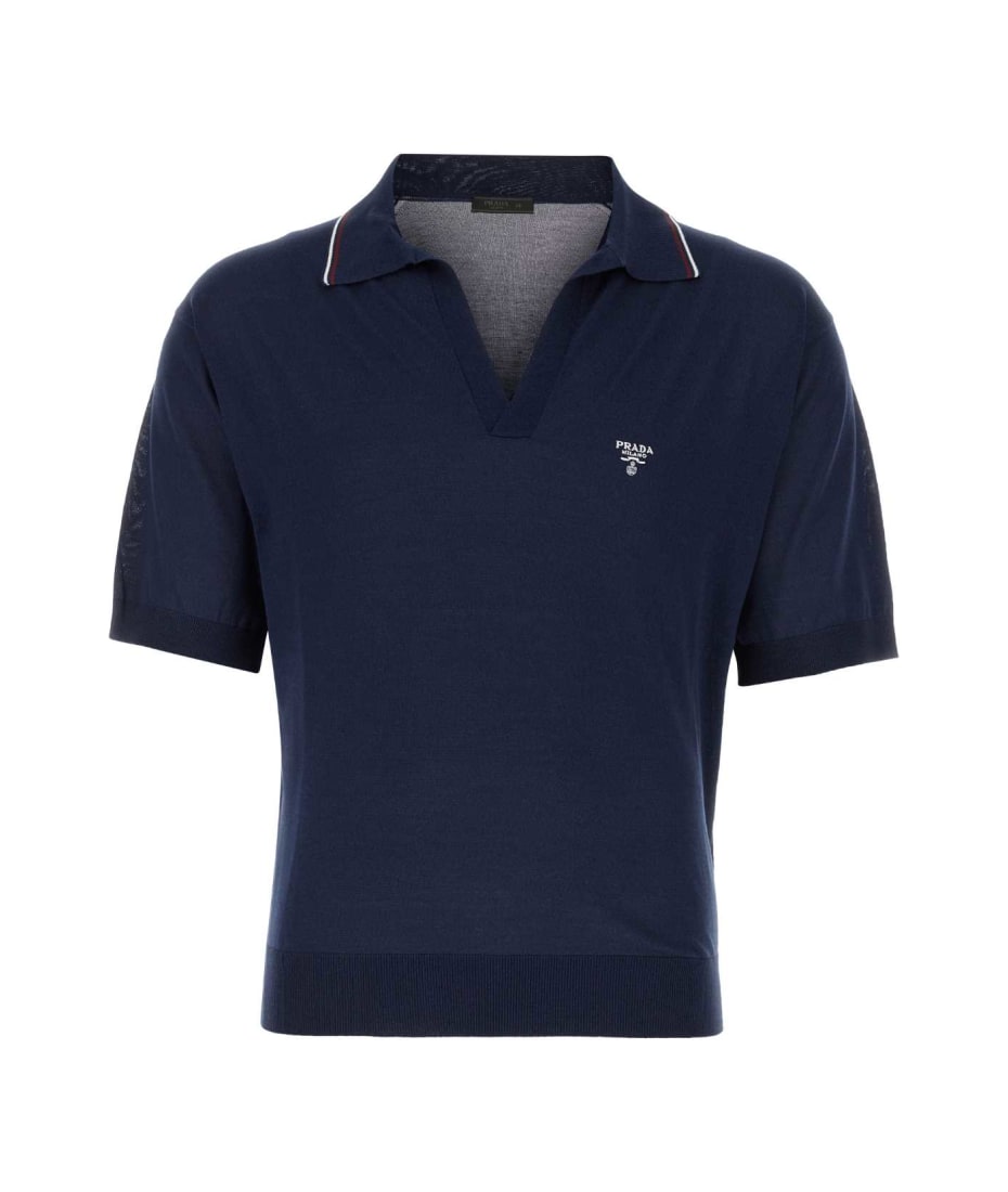 Tシャツ・カットソー PRADA Powder Blue Silk Blend Polo Shirt Prada Blue Silk Blend Polo Shirt | italist