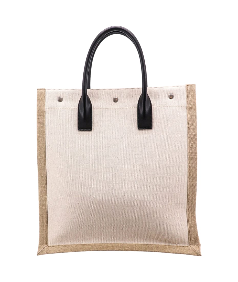 Saint Laurent Beige & Brown Rive Gauche North/South Tote