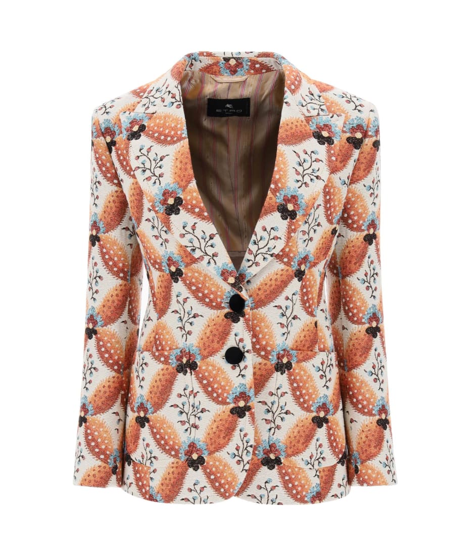 Single-breasted, jersey jacket with all-over jacquard motif