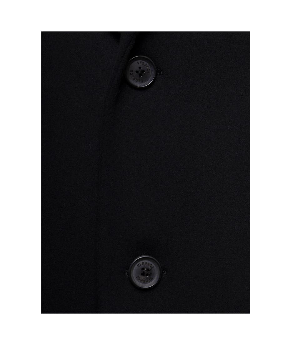 Black Coat In Virgin Wool Versace Man | italist