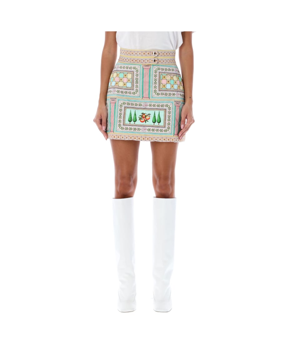 ミニスカート CASABLANCA Women Mid Skirts WS25SK144 01WHITE Casablanca Pleated Mini Skirt in White | FWRD