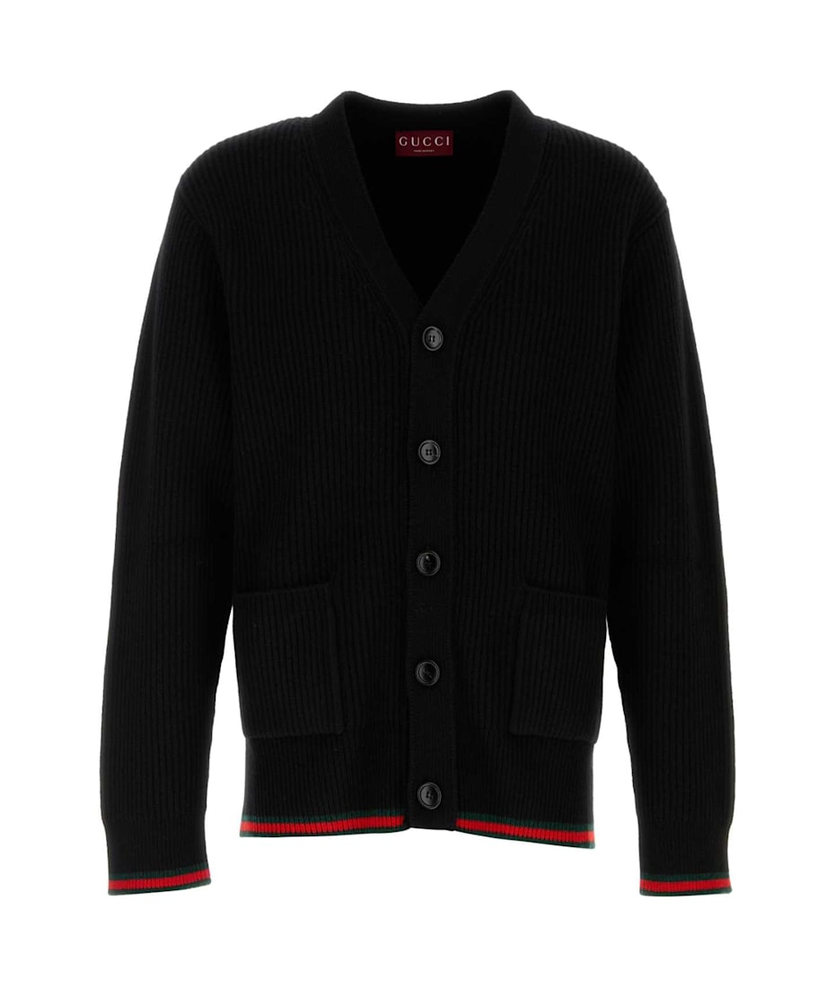 Gucci Black Wool Blend Cardigan | italist