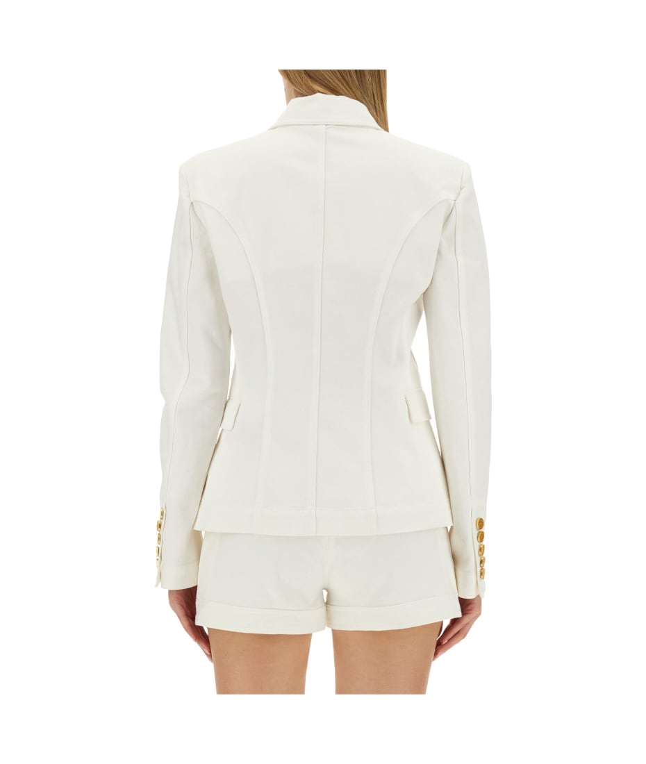 【関税＆送料込み】Balmain Six-Button Jacket Cropped grain de poudre edge-to-edge jacket with 6 buttons