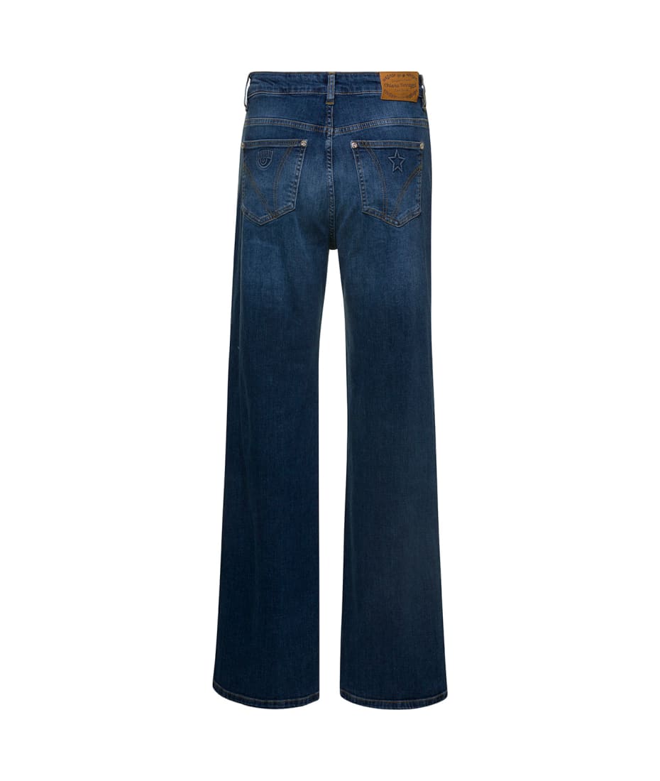 Chiara Ferragni Blue Five-pocket Style Jeans With Logo