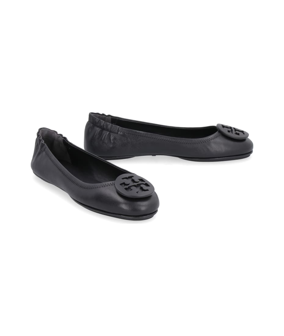 TORY BURCH - Minnie Travel Leather Ballet Flats