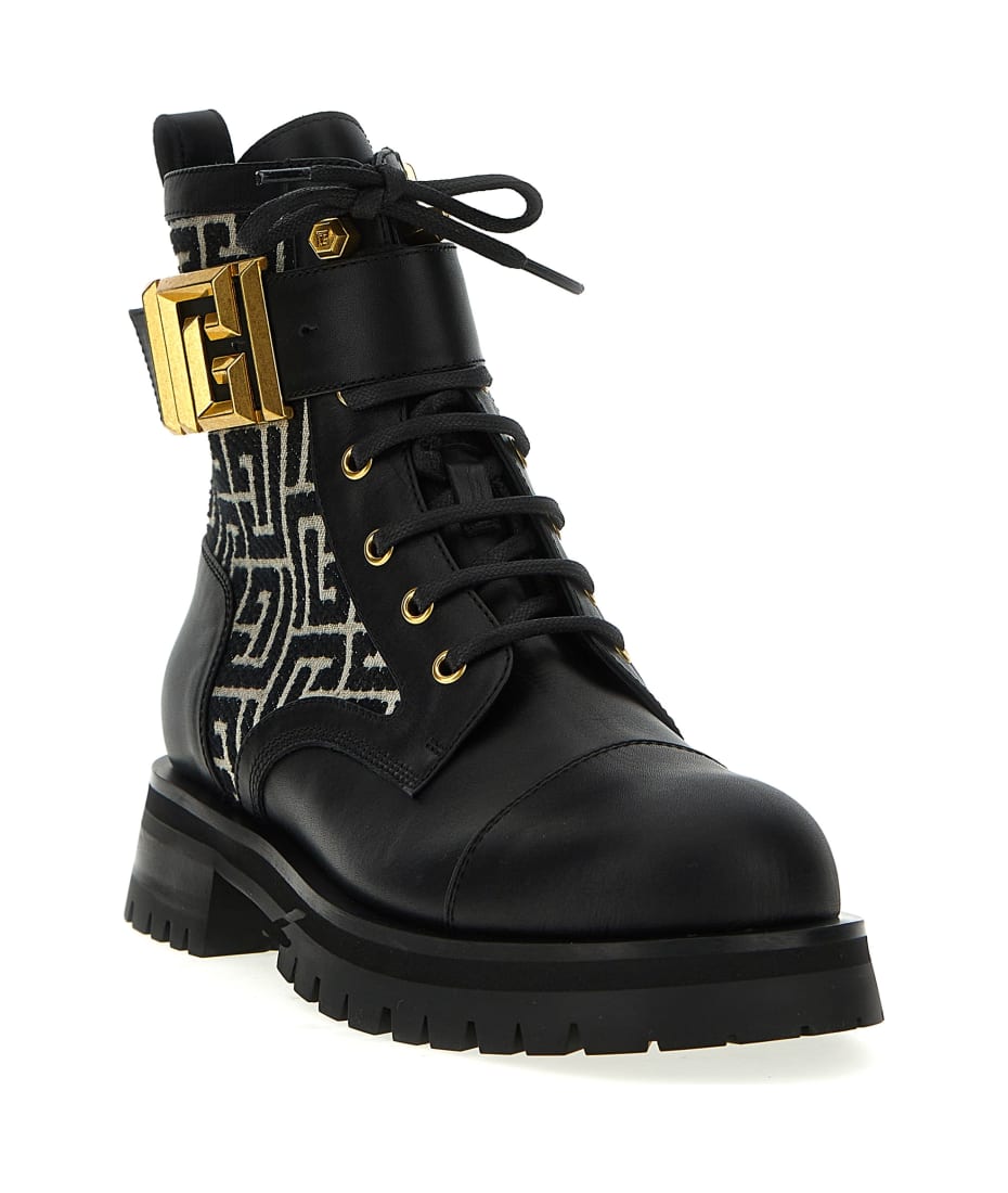 ブーツその他 Balmain 'Charlie' Ankle Boots Balmain Charlie Leather Combat Boots | Black | FARFETCH