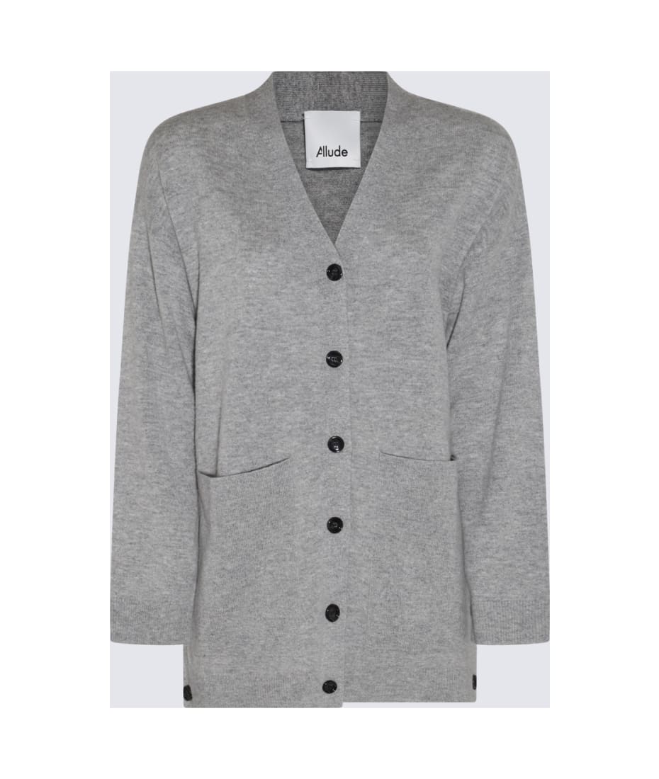 Allude Grey Wool And Cashmere Blend Cardigan - Grey