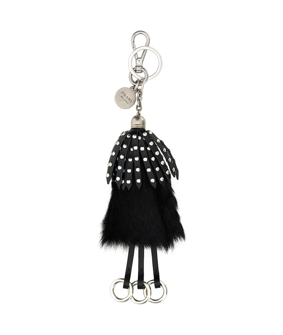 【送料&関税込】Prada Black Calf Hair And Leather Keyring Prada Black Calf Hair And Leather Keyring | italist, ALWAYS