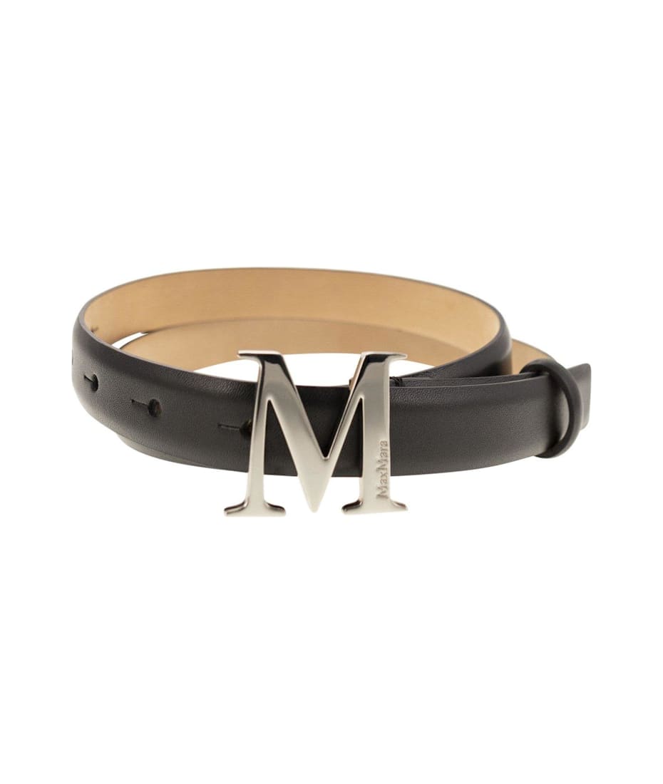 【Max Mara】 Logo leather belt Logo leather belt in brown - Max Mara | Mytheresa