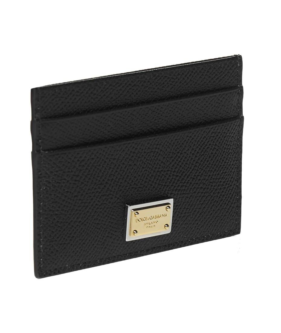 Dolce & Gabbana Leather Card Holder With Logo Plaque - Black