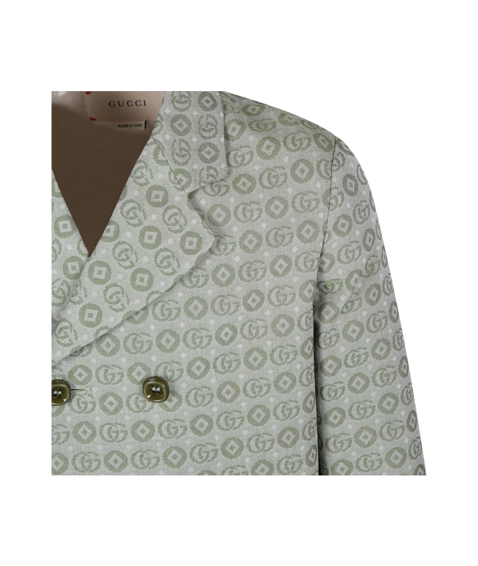 Gucci Green Jacket For Boy With Double G - Green