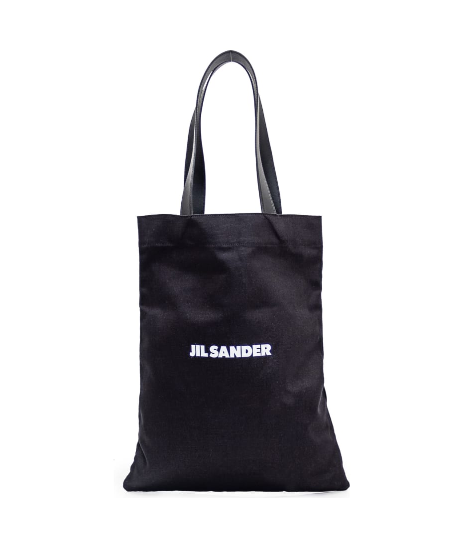 JIL SANDER /ジル サンダー　BOOK TOTE MD NATURAL JIL SANDER Book leather-trimmed logo-print canvas tote | NET
