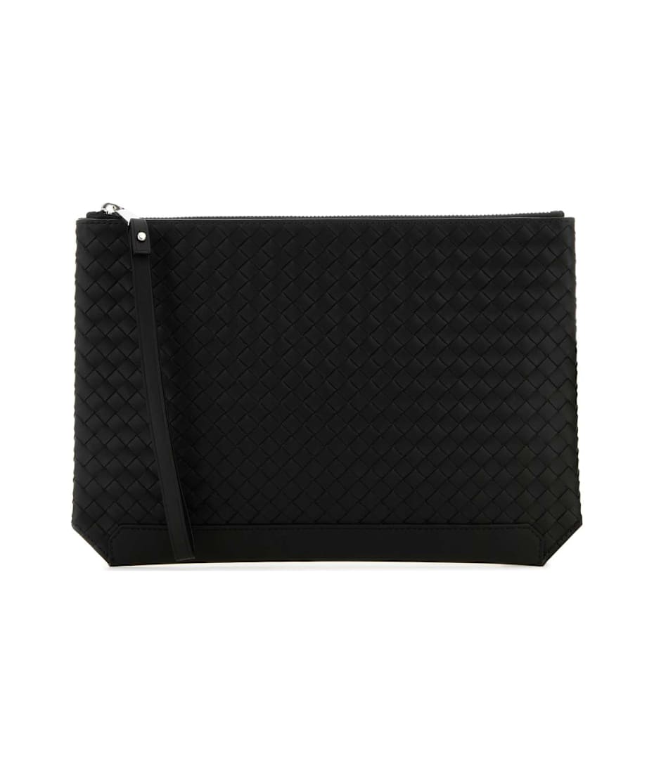 BOTTEGA VENETA 黒 レザー Bottega Veneta Black Leather Intrecciato Clutch | italist