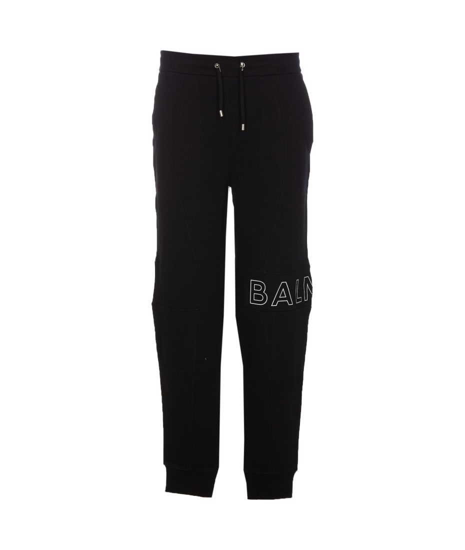 Balmain White Nylon Embossed Monogram Lounge Pants