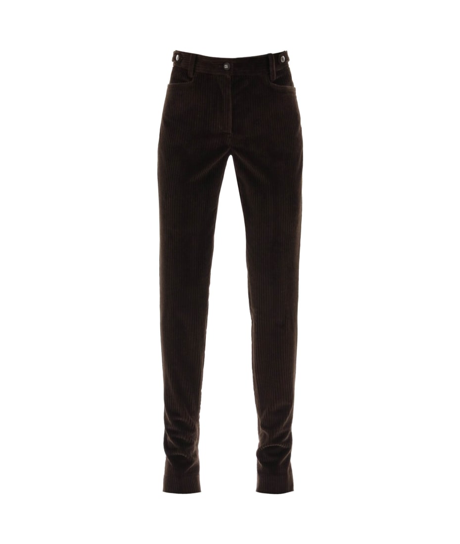 パンツ Dolce & Gabbana Bell-Bottom Corduroy Pants With Zip Closure Dolce & Gabbana Bell-bottom Corduroy Pants In Brown For