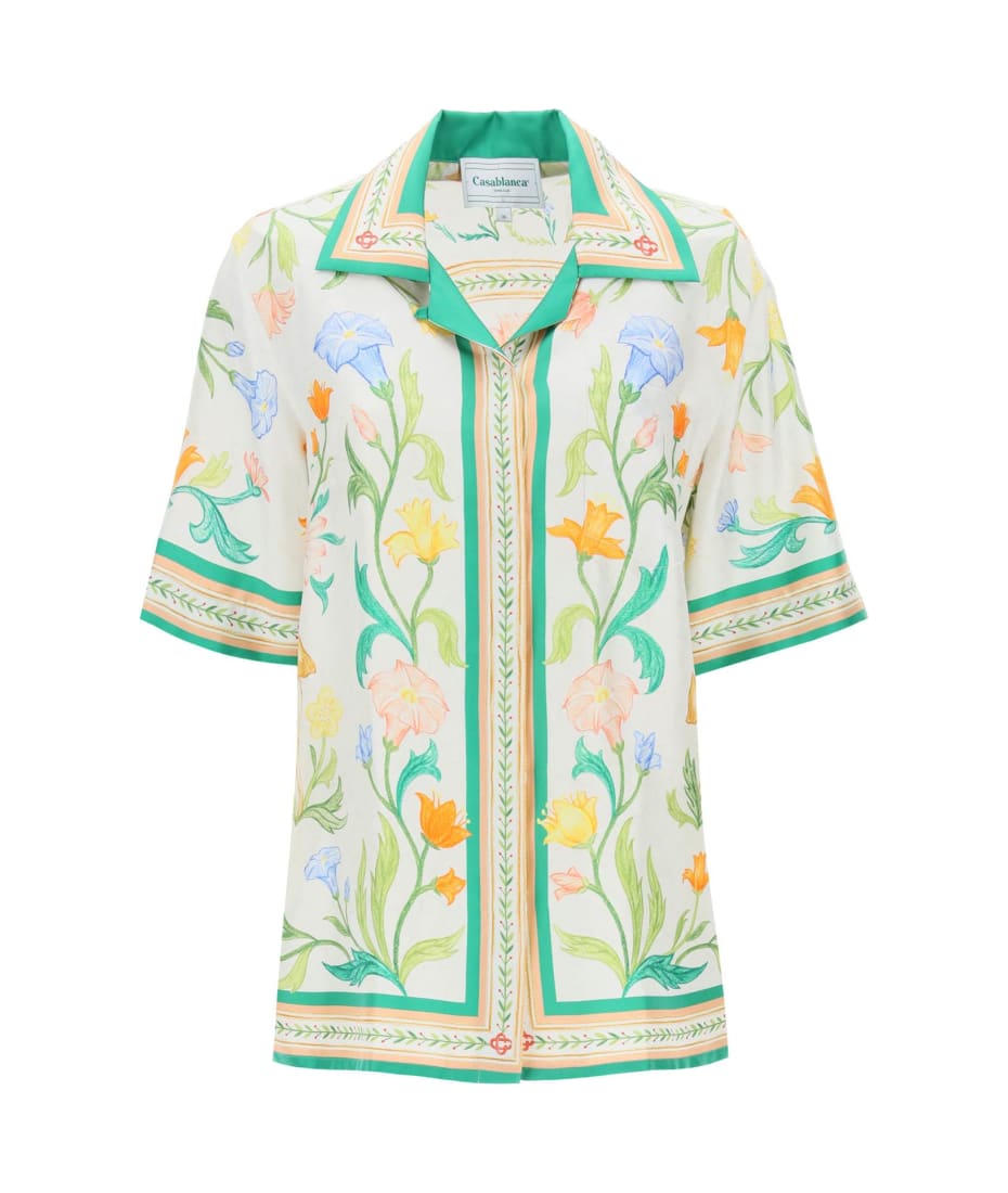 Casablanca Cuban Collar Shirt With Floral Motif All-over | italist