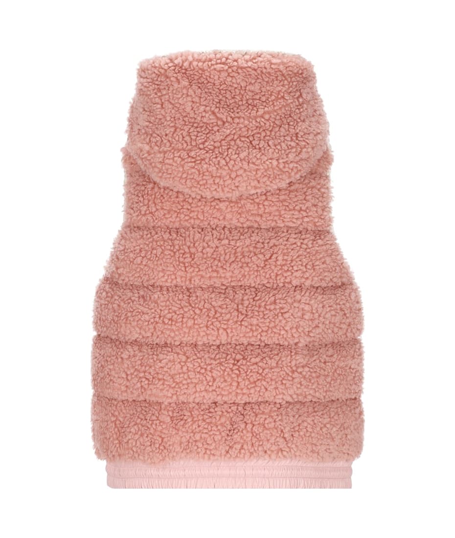関税込 Moncler PADDED TEDDY ZIP-UP GILET Light Beige Padded Teddy Zip-Up Gilet - Vests for Women