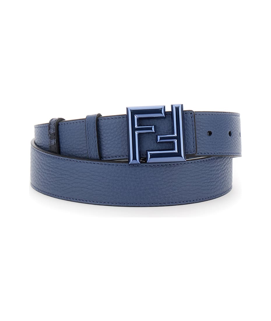 Fendi Reversible Belt With Ff Rounded Buckle In Leather And