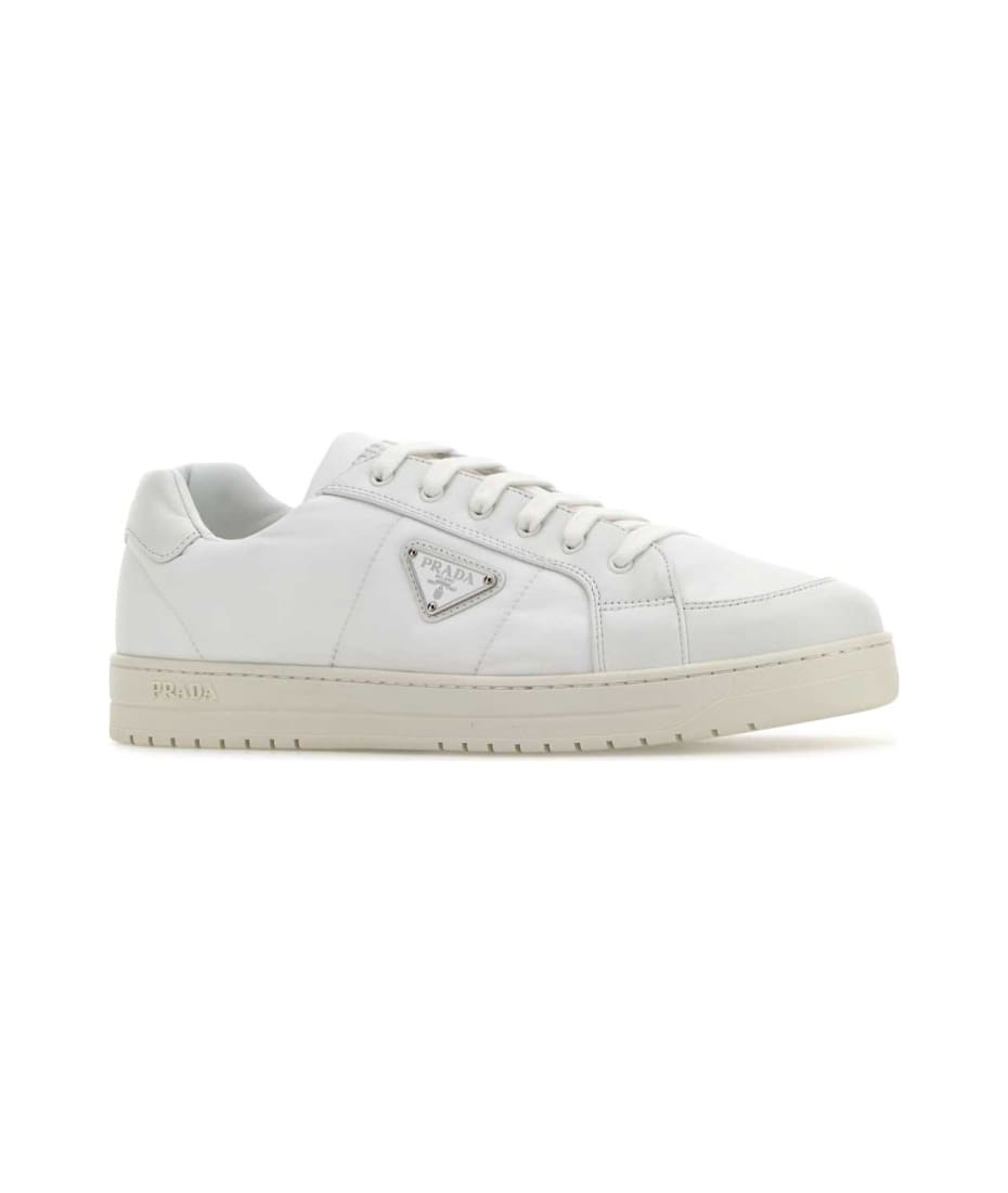 Prada White Re-nylon And Nappa Leather Downtown Sneakers