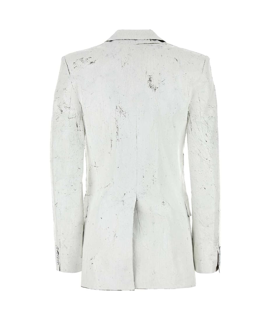 【送料関税込み】Mm6 Maison Margiela White Stretch Polyester MM6 Maison Margiela White Stretch Polyester Blend Blazer