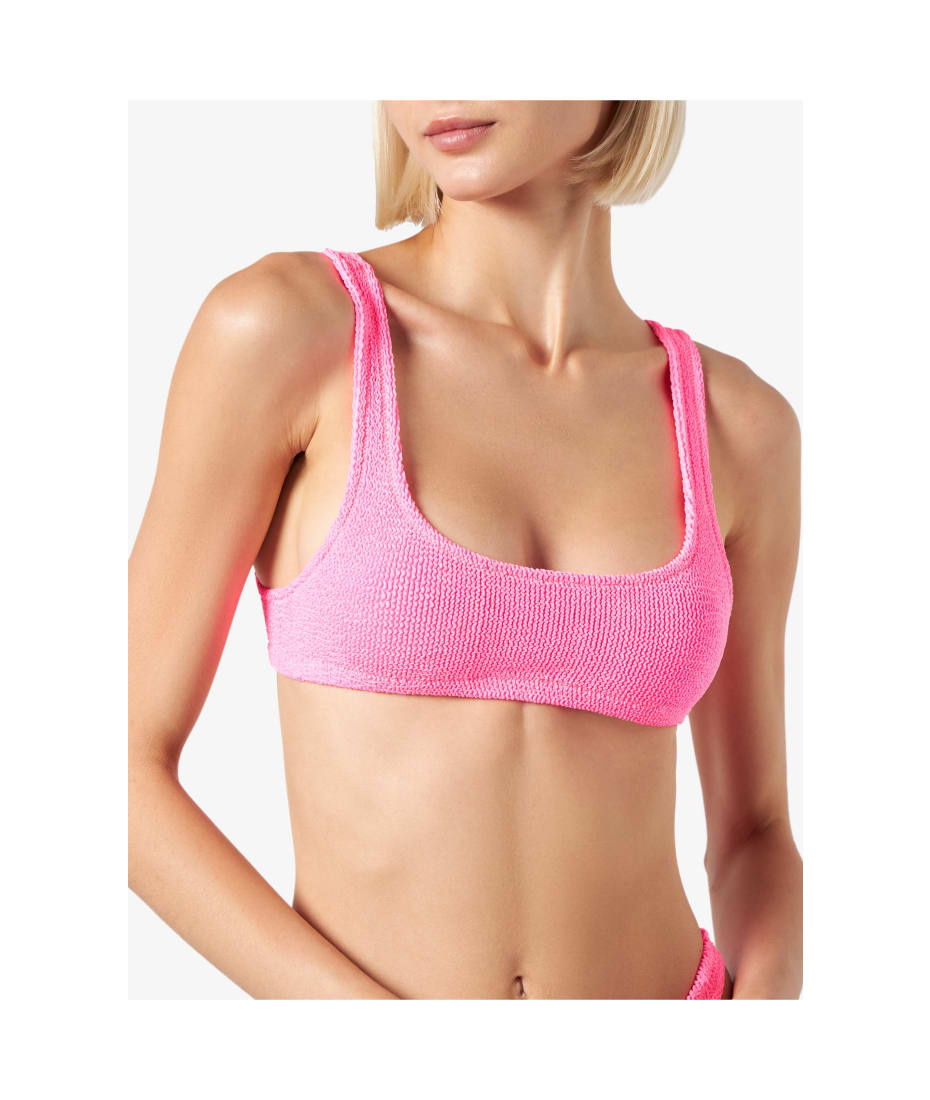 MC2 Saint Barth Woman Fluo Pink Crinkle Bralette Top