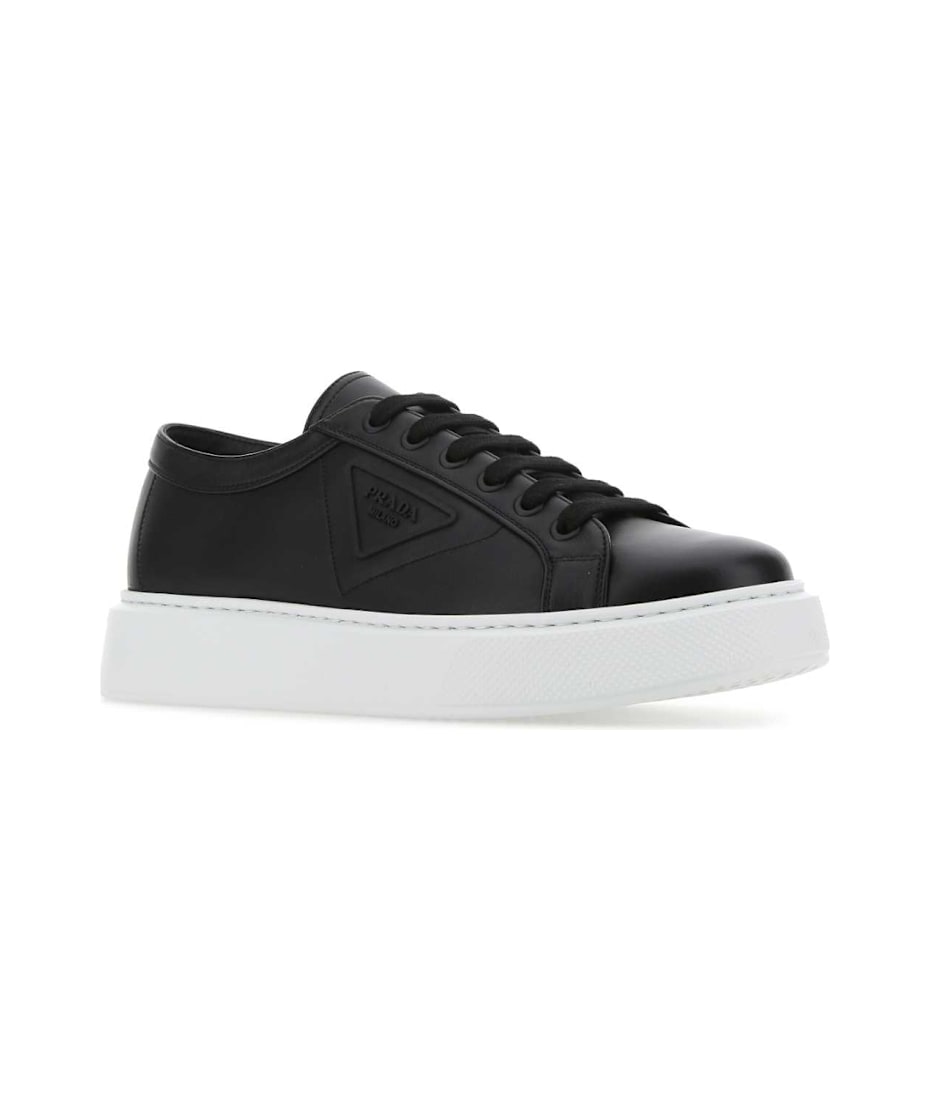 スニーカー PRADA Black Leather Sneakers Prada Leather Sneakers | Black | FARFETCH