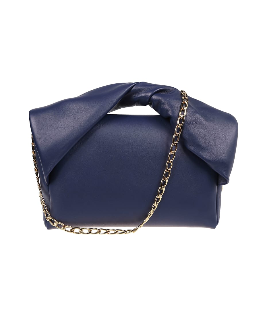 LARGE TWISTER - LEATHER TOP HANDLE BAG in blue