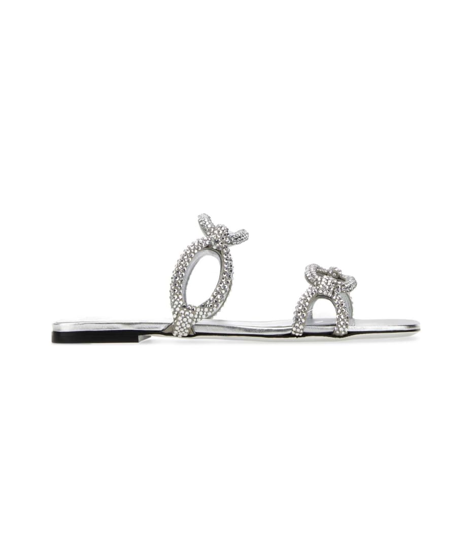 サンダル・ミュール Valentino Garavani Silver Rhinestones Chain 1967 slippers Silver Rhinestones Valentino Garavani Chain 1967 Slippers
