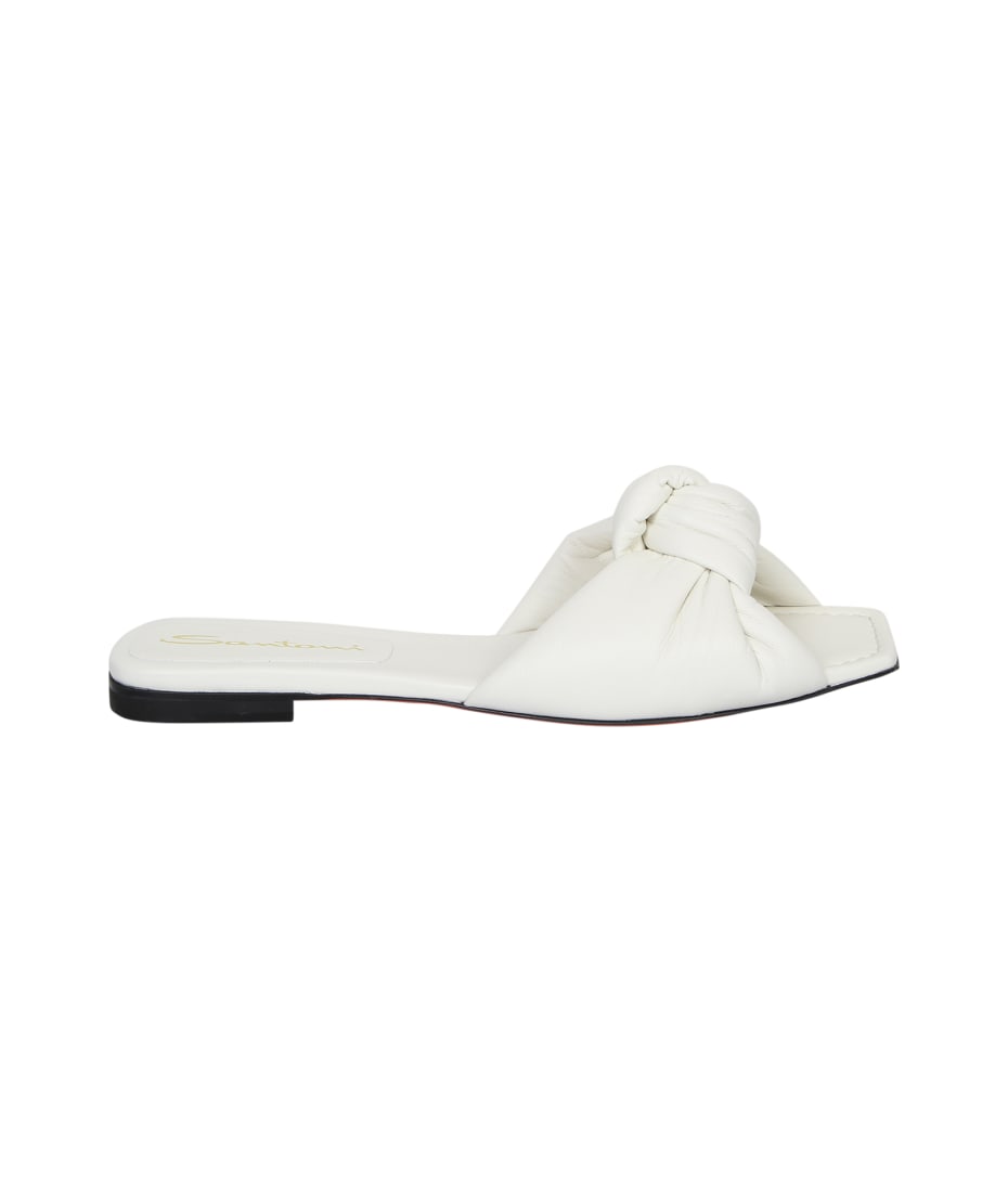 【関税&送料込】Santoni Laminated Nappa Mule Sandals Santoni Venere Metallic Block-Heel Mule Sandals - Bergdorf
