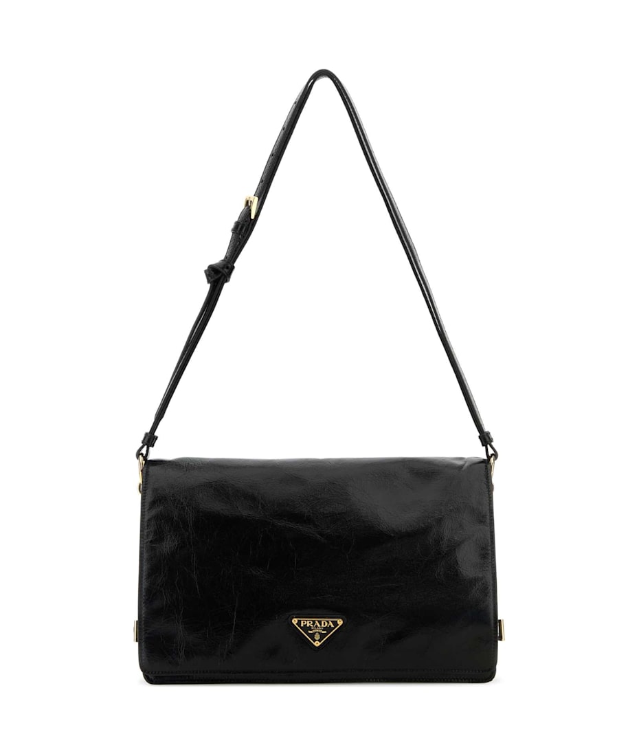 【関税&送料込】Prada Black Leather Medium Shoulder Bag Medium leather shoulder bag in black - Prada | Mytheresa
