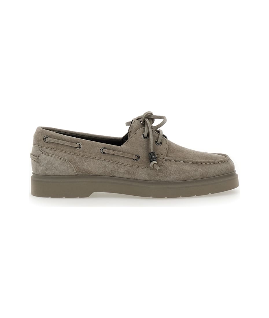 【関税＆送料込み】Brunello Cucinelli Beige Boat Loafers Wi Brunello Cucinelli Shearling-Lined Suede Loafers | Saks