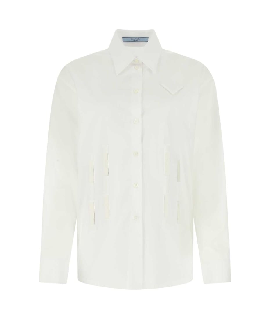 Prada White Poplin Oversize Shirt - F0009