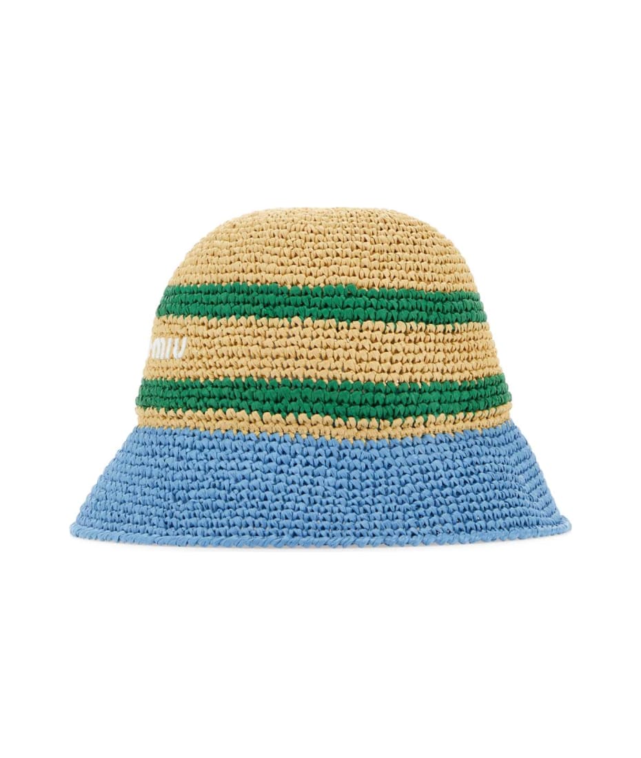 Miu Miu Multicolor Raffia Bucket Hat | italist