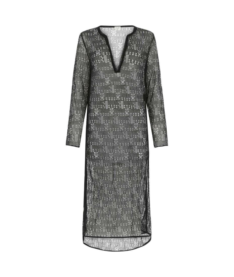 ワンピース SAINT LAURENT Black Lace Dress Saint Laurent - Black Lace Mini Dress | Mitchell Stores