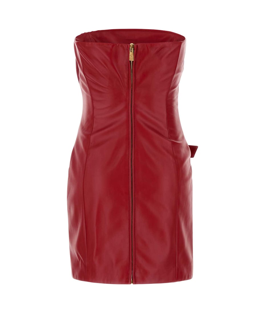 【関税&送料込】Versace Red Leather Mini Dress Versace Red Leather Mini Dress | italist
