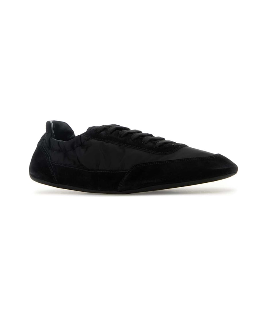 Prada Black Re-nylon And Suede Collapse Sneakers | italist Prada Black Re-nylon And Suede Collapse Sneakers | italist