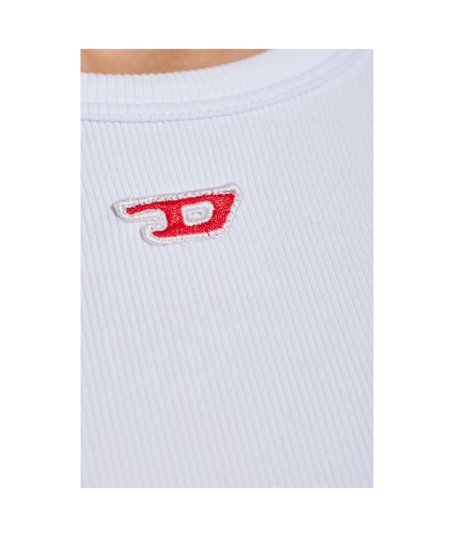 ★DIESEL★ T Elle Long D T-shirt White A149610EJAI100 Women's T-shirt with D logo patch | White | Diesel