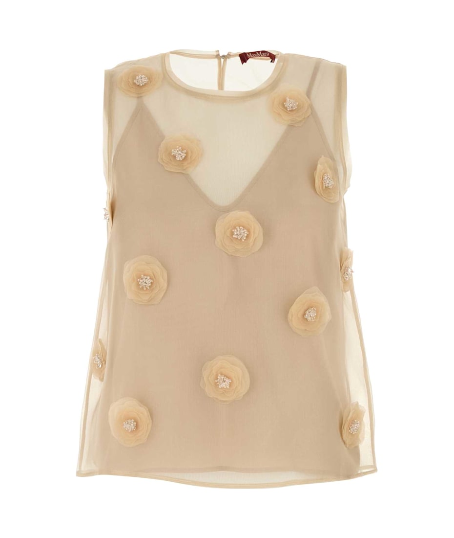 【送料&関税込】Max Mara Studio Beige Organza Achille Top Max Mara Studio Beige Organza Achille Top | italist, ALWAYS