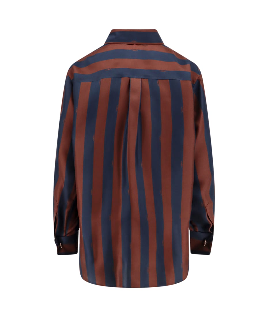 【関税込み】fendi PEQUIN SHIRT FENDI Pequin-stripe Silk Shirt | Blue | FARFETCH