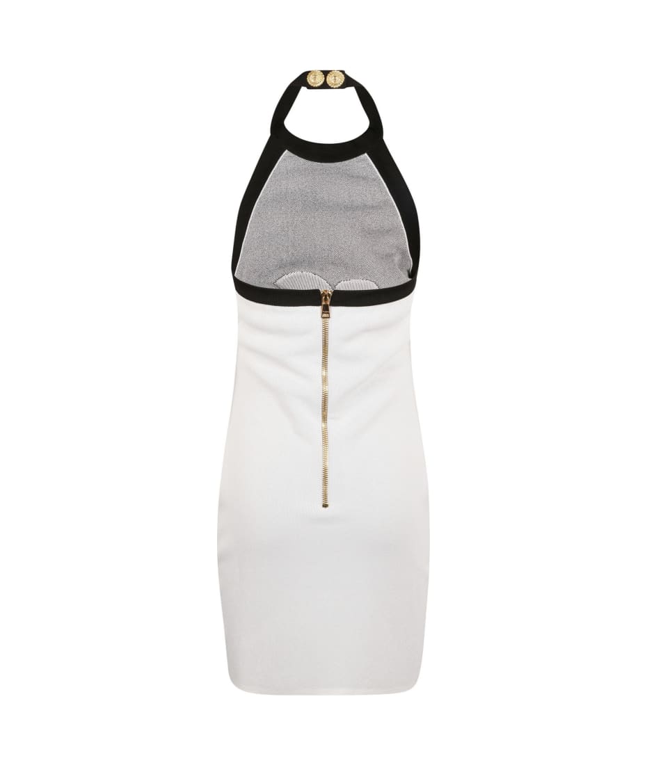 Balmain Embroidered Halterneck Slim Dress