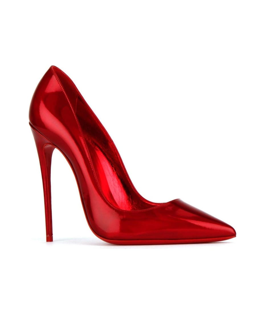 Christian Louboutin Red Metal Patent Kate 100 Pumps