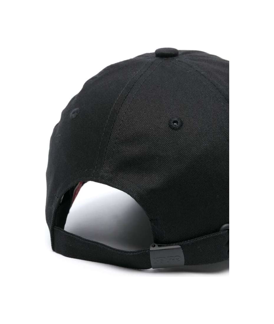 Kenzo Black Baseball Cap With Front Logo In Cotton Man - Black