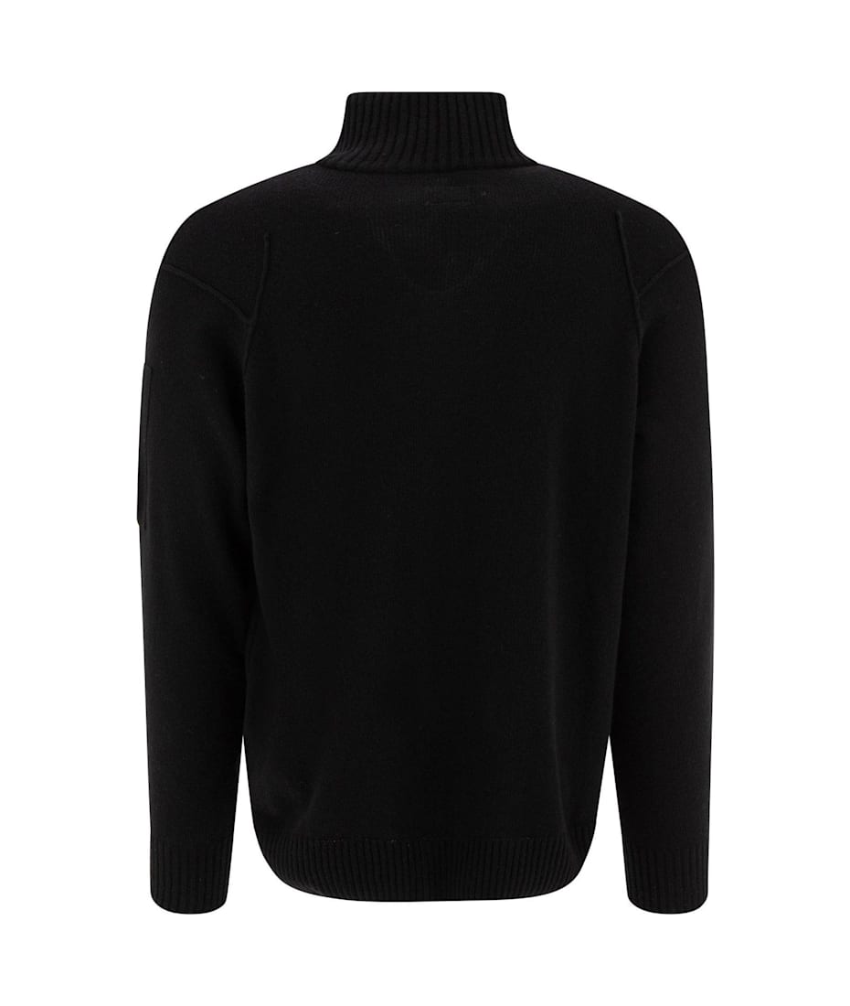 C.P. Company ブラックニット C.P. Company Lens Detailed Zip-up Knitted Cardigan | italist