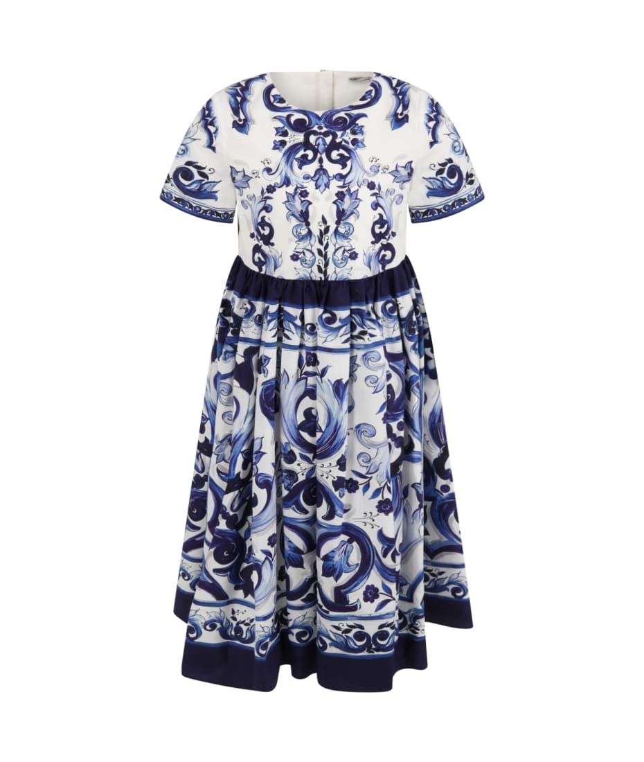 dolce and gabbana blue and white dress