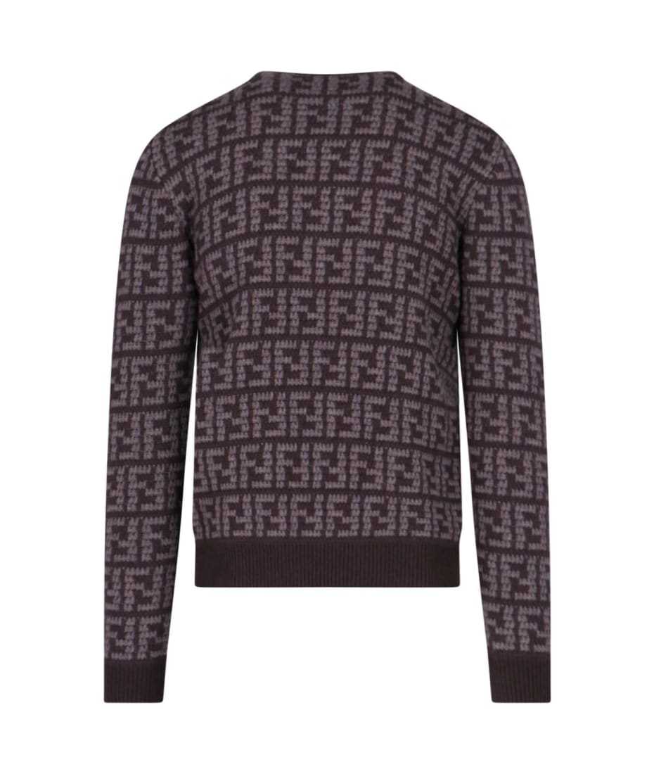 Vintage FENDI★FF Logo Knit Sweater Brown Fendi Logo Sweater | italist